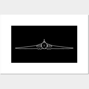 Avro Vulcan classic aircraft front and back outline graphic (white) Posters and Art